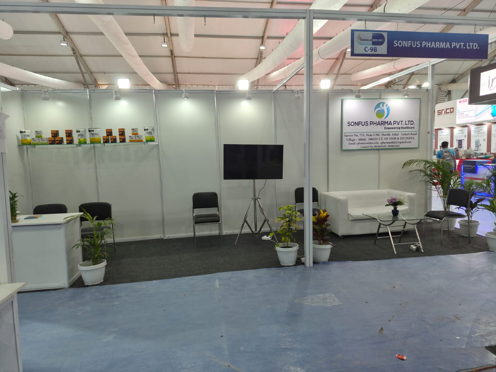 Sonfus Pharma stall C-9B at Pharma Lab Chem Expo, Vapi